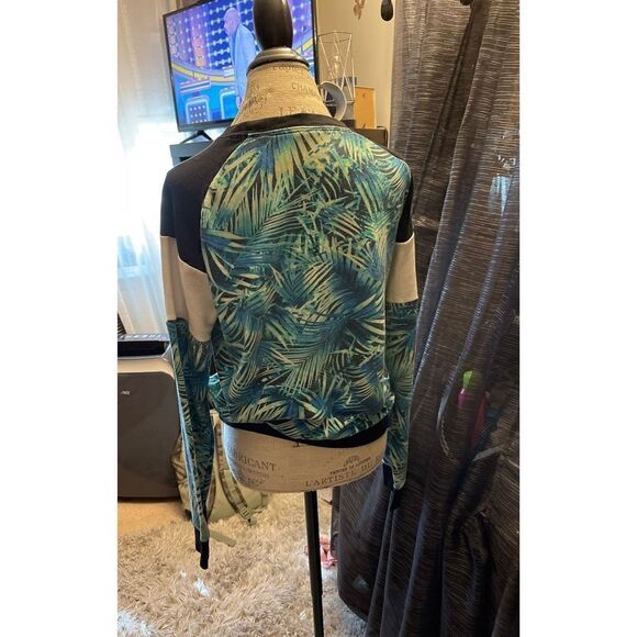 PINK Tropical Fern Crewneck Sweatshirt L - Picture 3 of 6